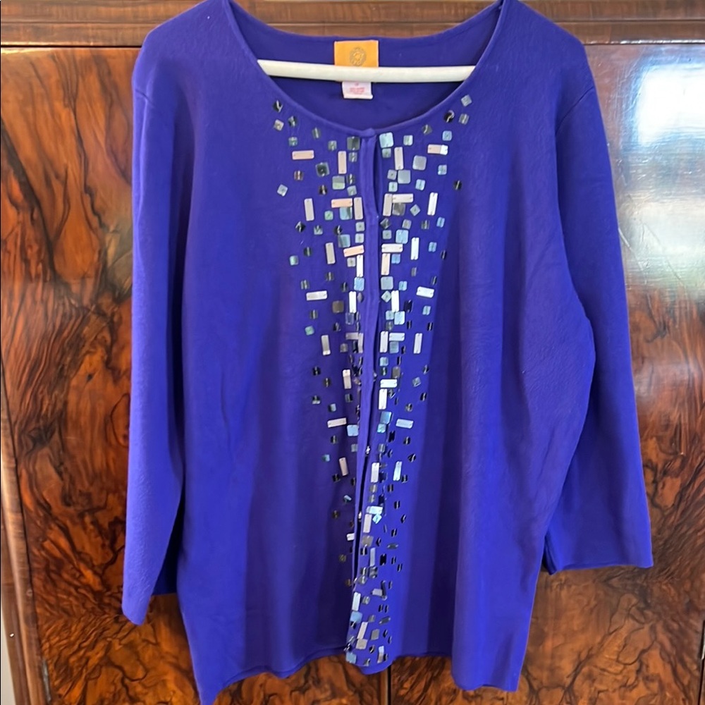 Deep purple/ violet button up sweater. Womens XL